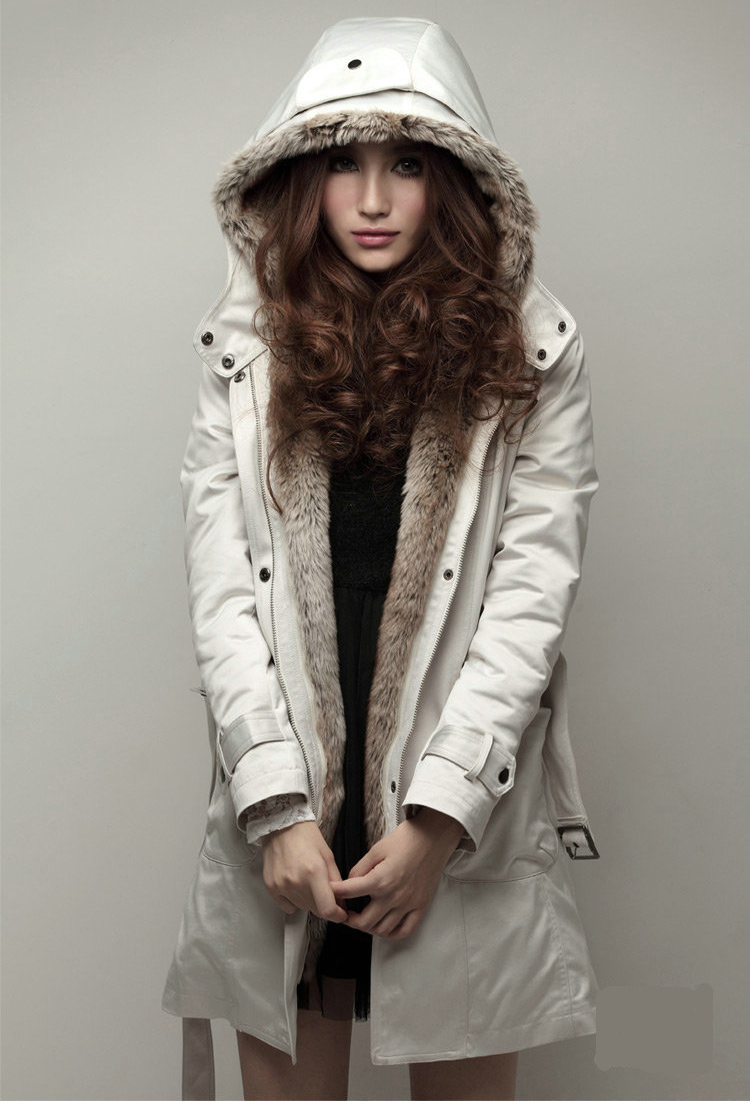 Women Winter Fur Warm Outerwear with Hat-STYLEGOING