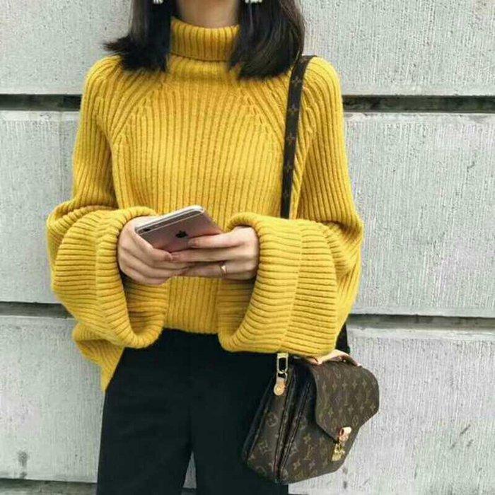 Women High Neck Loose Fall Sweaters-STYLEGOING