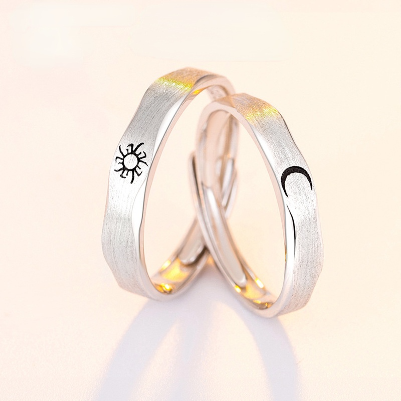 Fashion Moon&sun Design Open End Sliver His and Her Rings