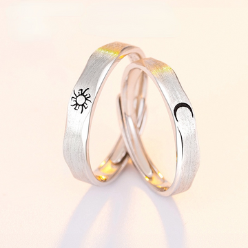 Fashion Moon&sun Design Open End Sliver His and Her Rings