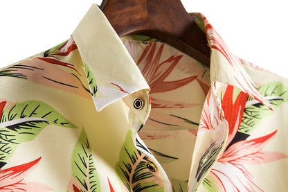 Floral Print Men's Short Sleeves Summer Beach T Shirts