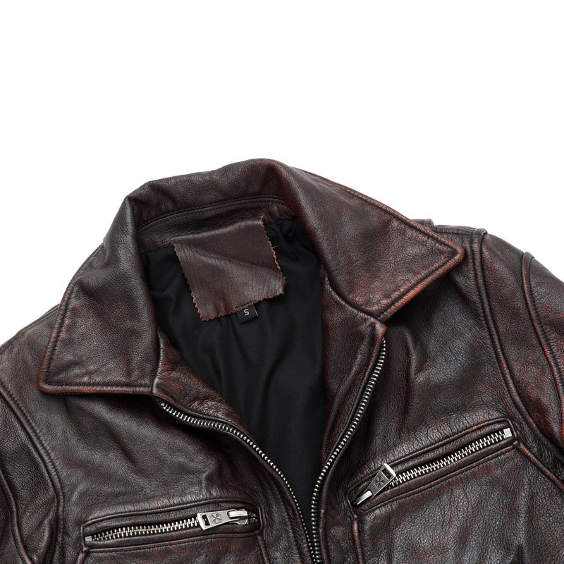 Motorcycle Cowhide Leather Jackets for Men