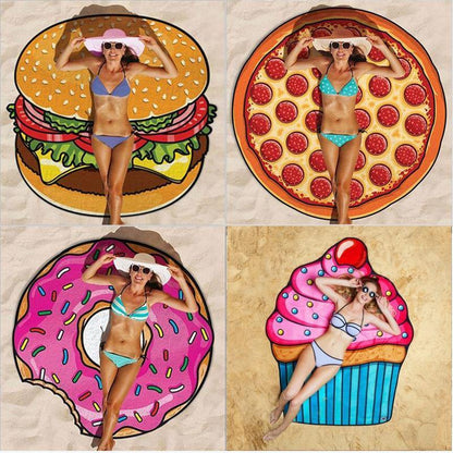 Women Summer 3D Print Beach Round Beach Towel-STYLEGOING