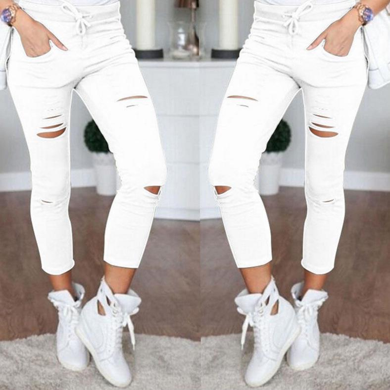 Casual Broken Holes Tight Pencil Pants-STYLEGOING