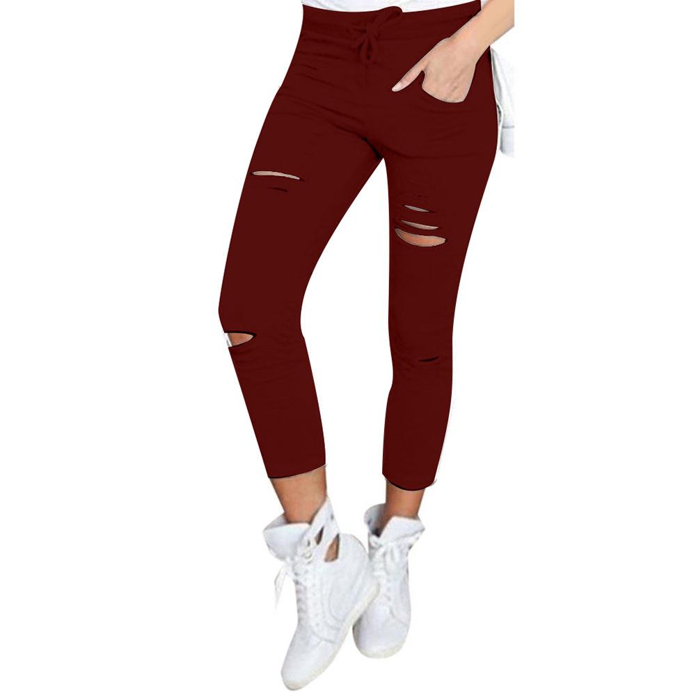 Casual Broken Holes Tight Pencil Pants-STYLEGOING