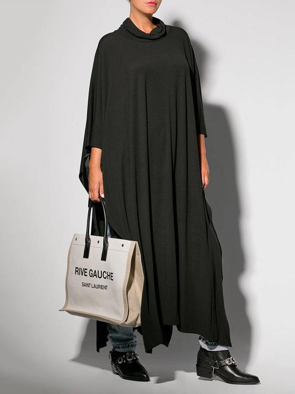 Black&Gray Lace-Up Split-Side Cape Outwear-STYLEGOING