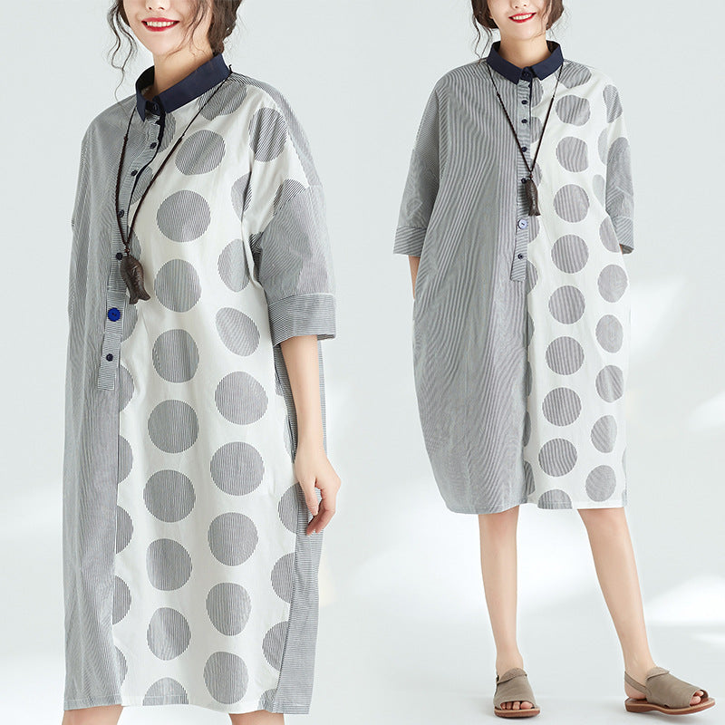 Summer Dot Print Plus Sizes Short Dresses
