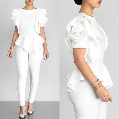 Summer Ruffled Short Sleeves Women Tops