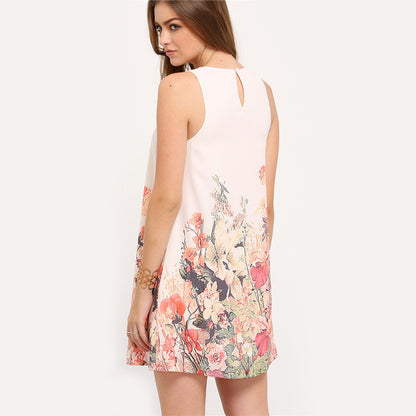 Fashion Summer Floral Print A Line Mini Dresses