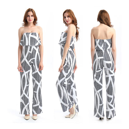 Fashion Off The Shoulder Floral Print Women Jumpsuits