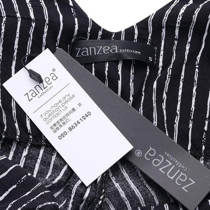 Women Black&white Striped Loose Jumpsuits-STYLEGOING