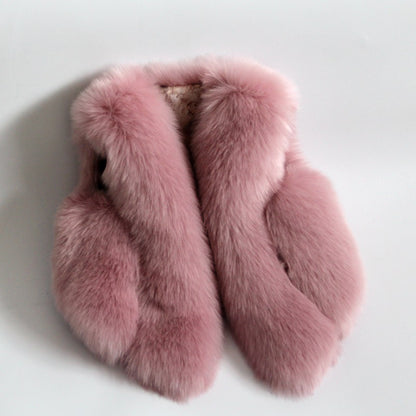 Warm Artifical Fox Fur Sleeveless Vest for Kids