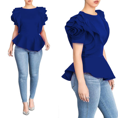 Summer Ruffled Short Sleeves Women Tops