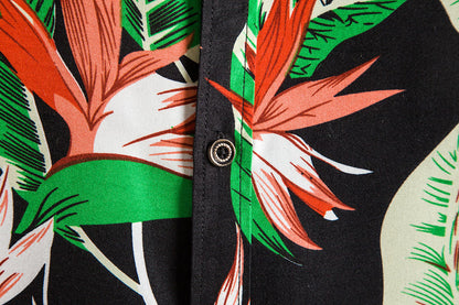 Floral Print Men's Short Sleeves Summer Beach T Shirts