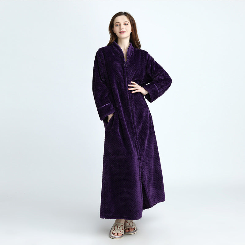 Winter Thick Zipper Fleece Sleepwear for Couple
