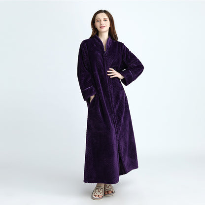 Winter Thick Zipper Fleece Sleepwear for Couple