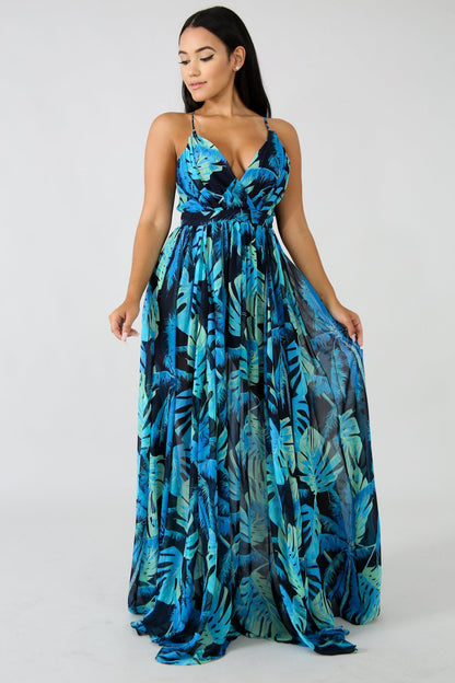 Summer Chiffon Deep V Neck Long Dresses
