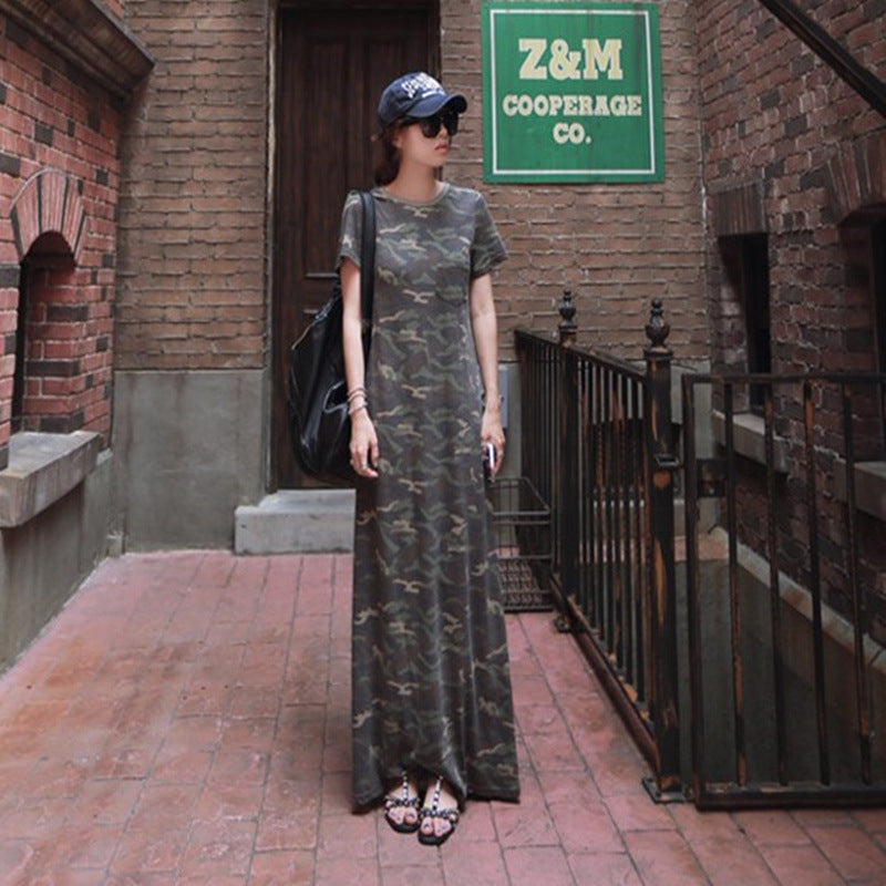 Women Summer Camouflage Long Dresses