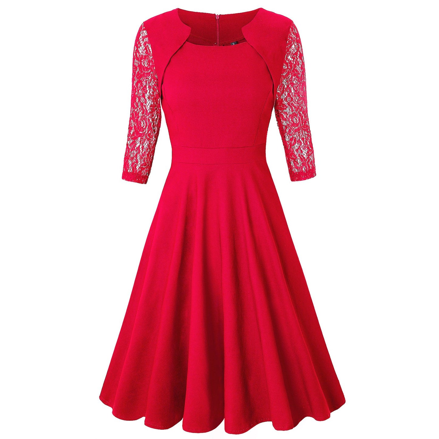 Elegant Vintage Square Neck Lace Short Dresses-STYLEGOING