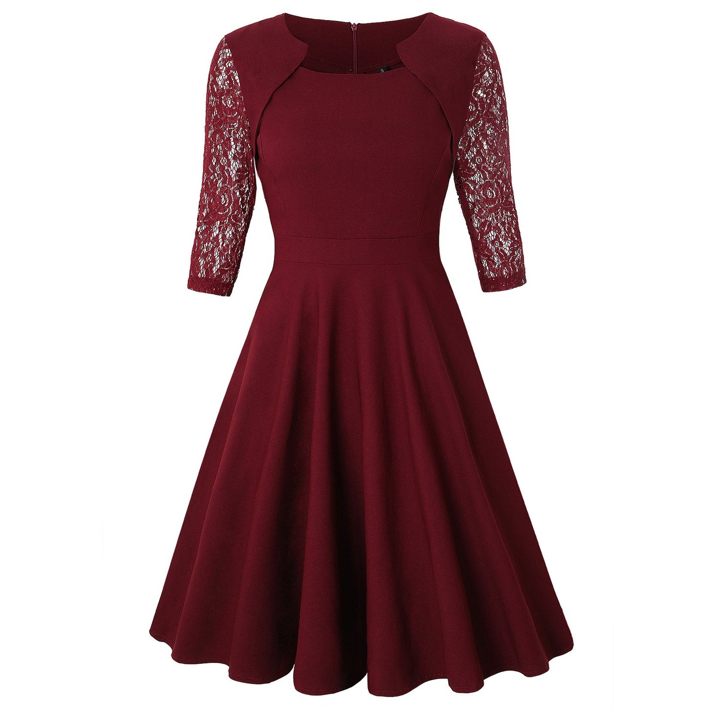 Elegant Vintage Square Neck Lace Short Dresses-STYLEGOING