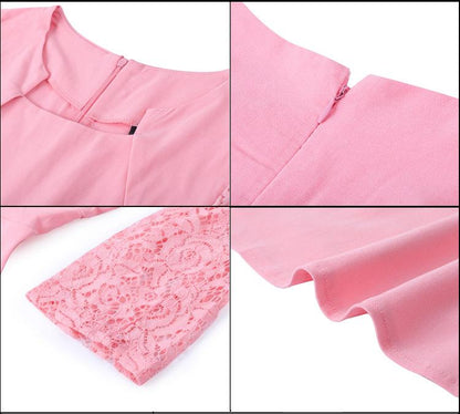 Elegant Vintage Square Neck Lace Short Dresses-STYLEGOING