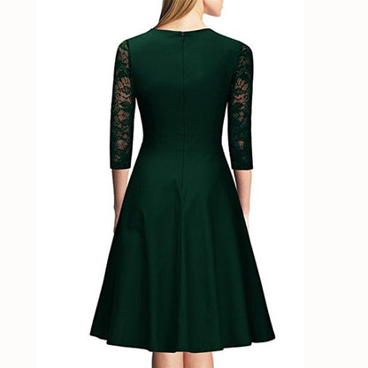 Elegant Vintage Square Neck Lace Short Dresses-STYLEGOING