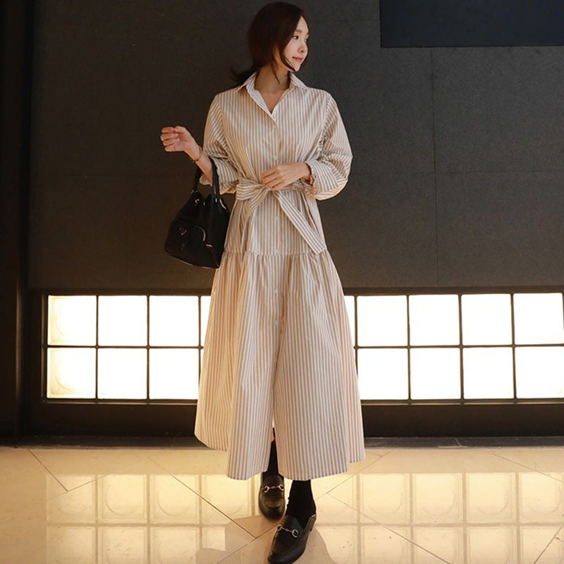 Casual Striped Long Shirt Dresses for Women