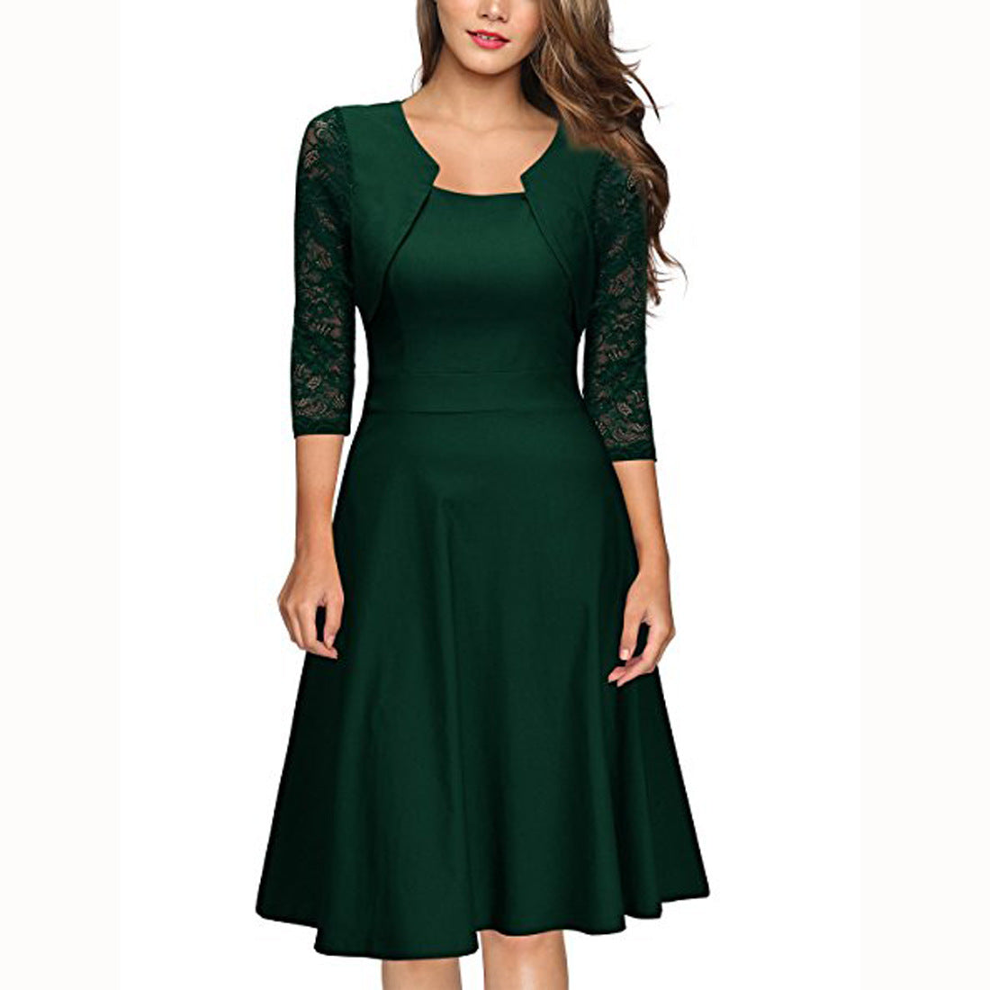 Elegant Vintage Square Neck Lace Short Dresses