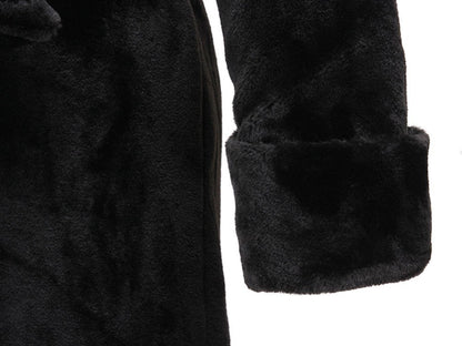 Black Artificial Fur Women Long Trenchcoats for Winter