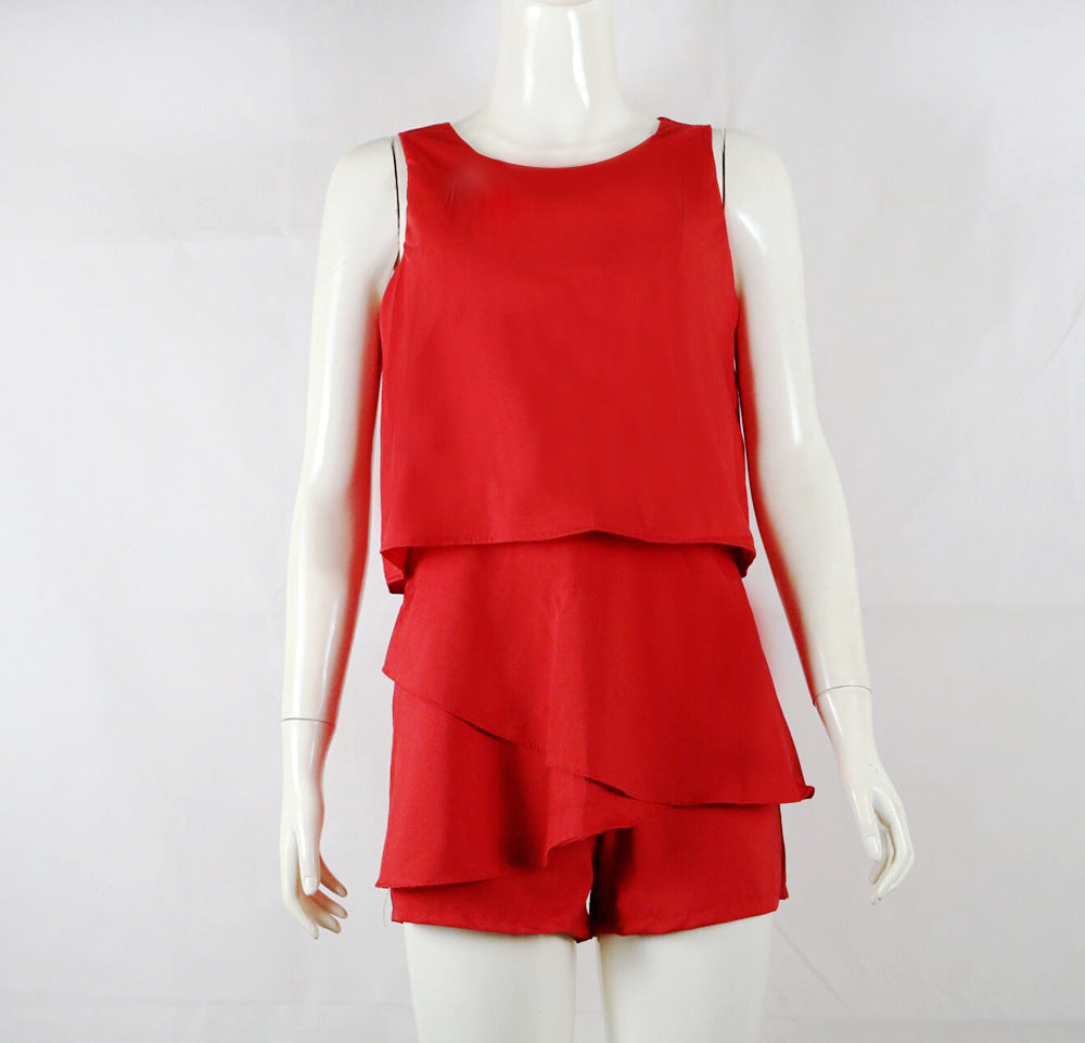 Summer Chiffon Sleeves Short Women Jumpsuits
