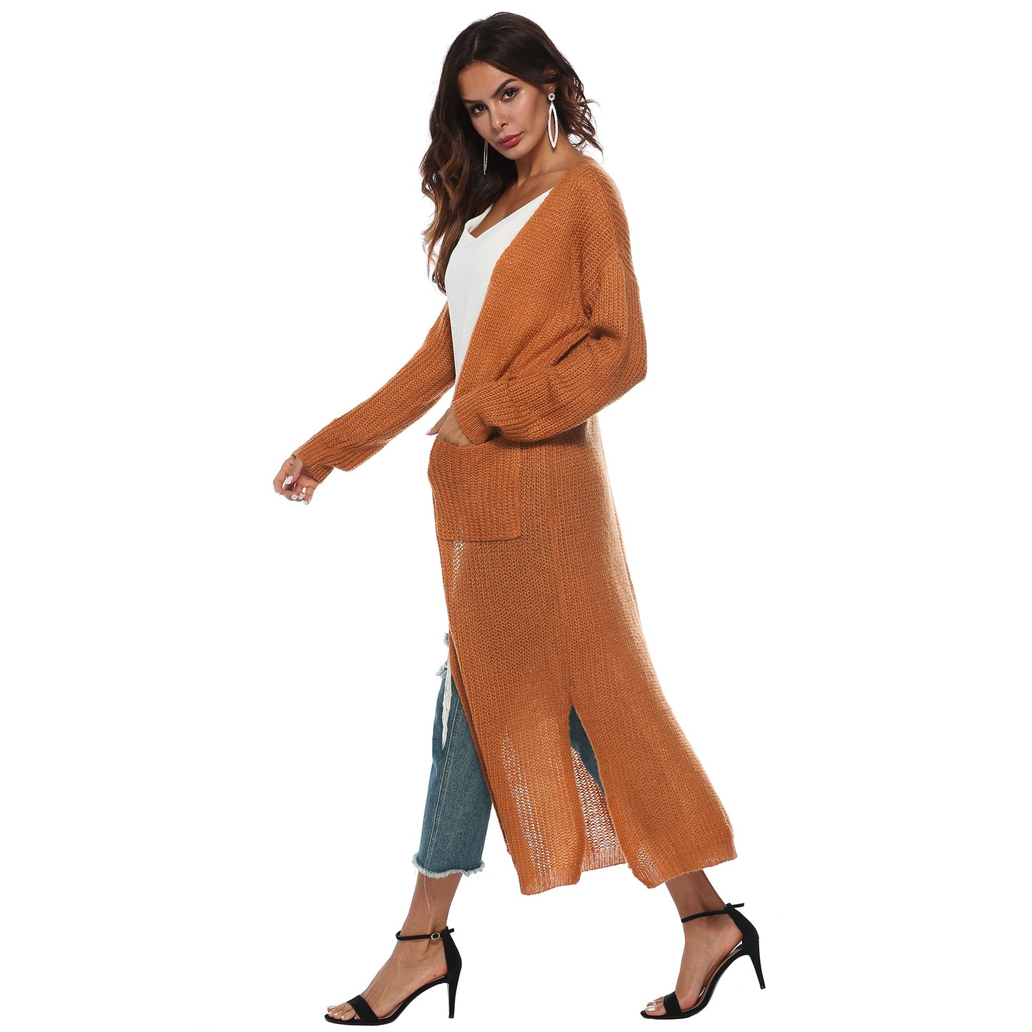 Casual Women Knitting Cardigan Overcoat with Pocket