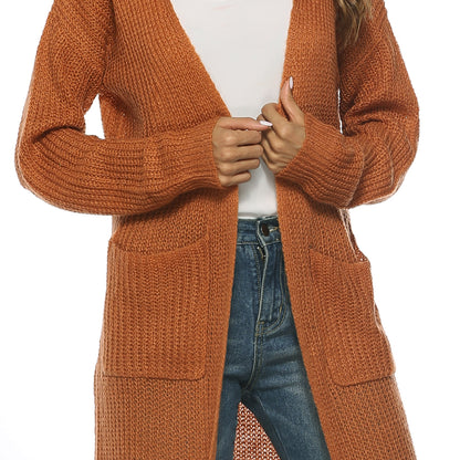 Casual Women Knitting Cardigan Overcoat with Pocket