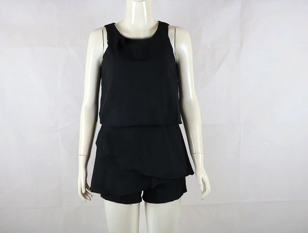 Summer Chiffon Sleeves Short Women Jumpsuits