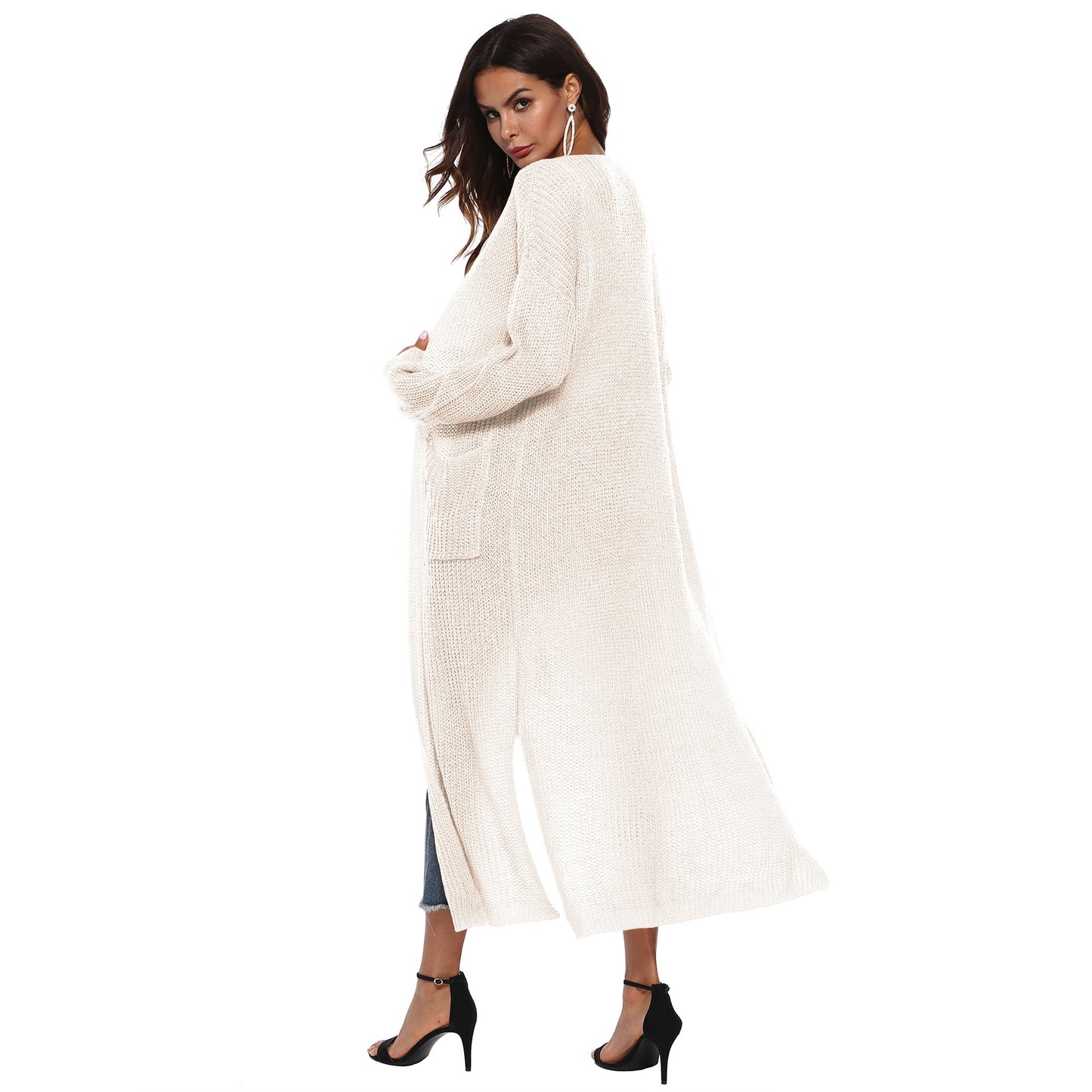 Casual Women Knitting Cardigan Overcoat with Pocket