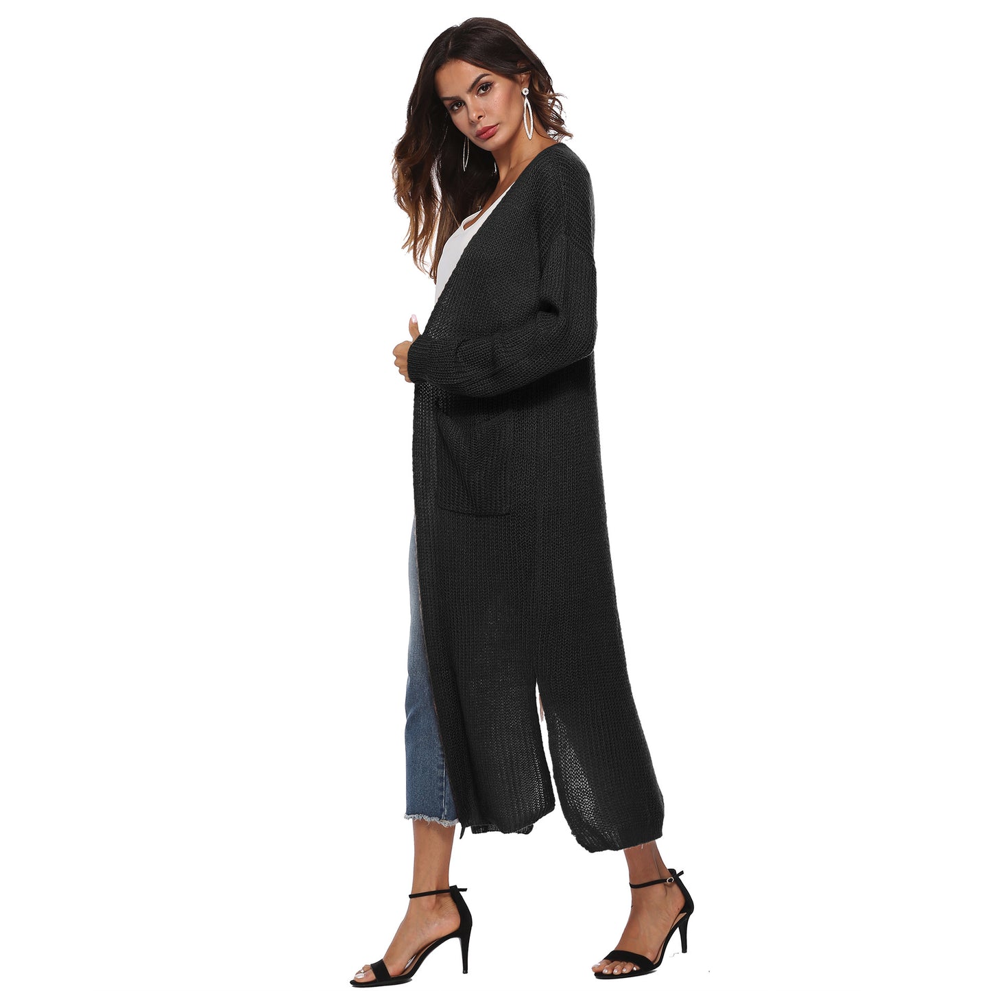 Casual Women Knitting Cardigan Overcoat with Pocket