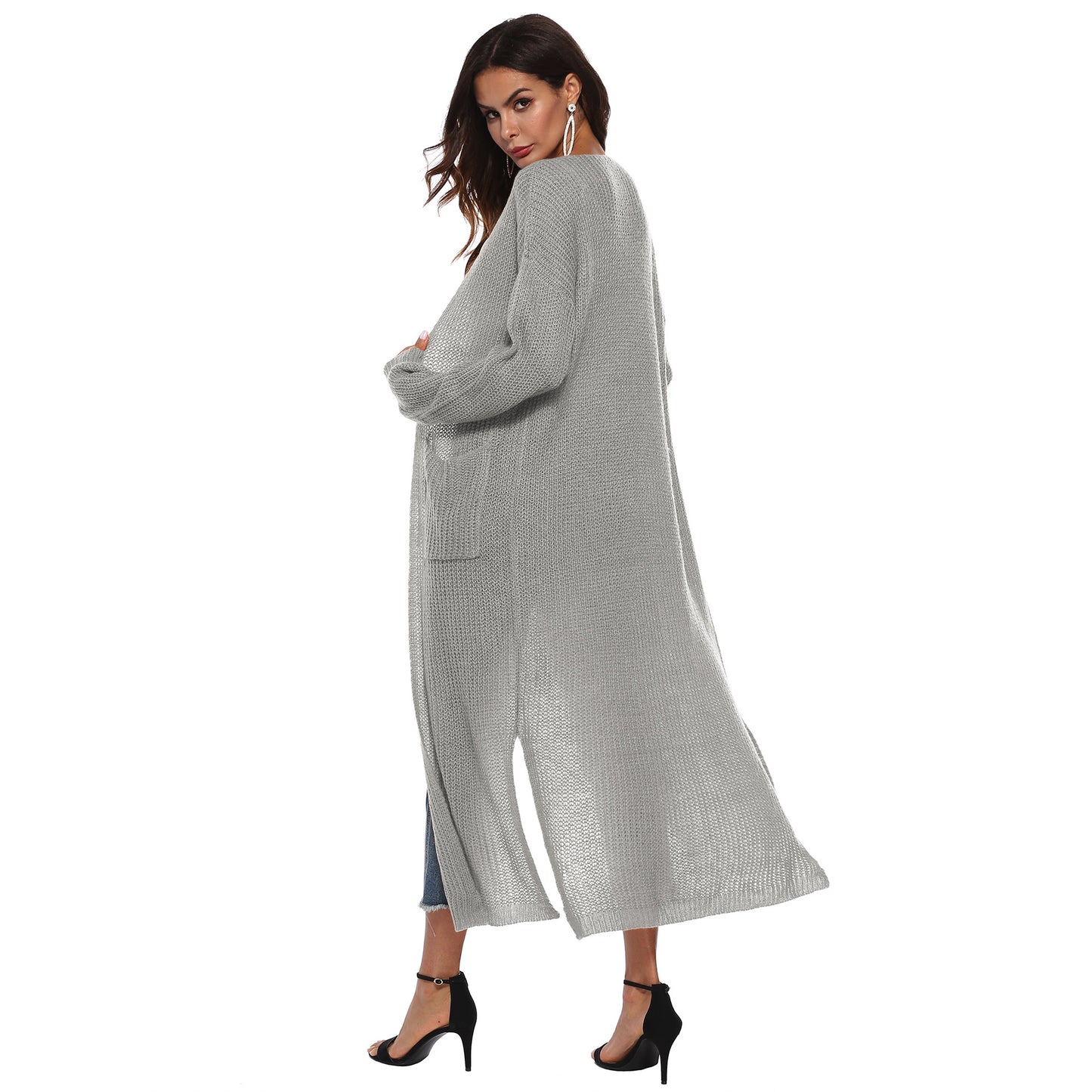 Casual Women Knitting Cardigan Overcoat with Pocket