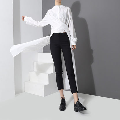 White Simple Fashion Fall Long Shirt Dresses