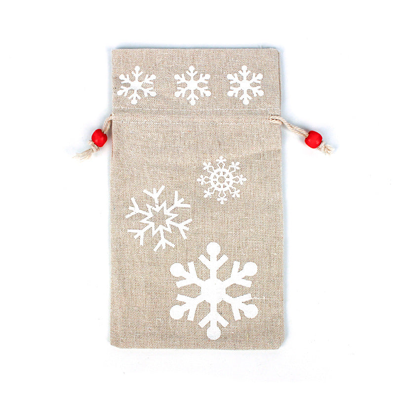 Merry Christmas Linen Strawing Storage Gift Bags