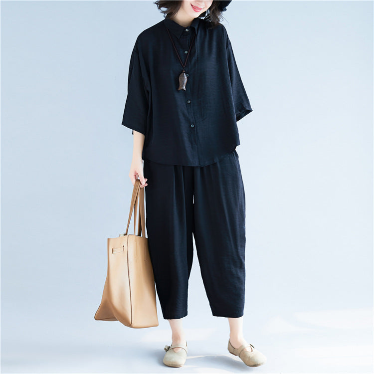 Casual Linen Plus Sizes Two Pieces Shirts and Pants