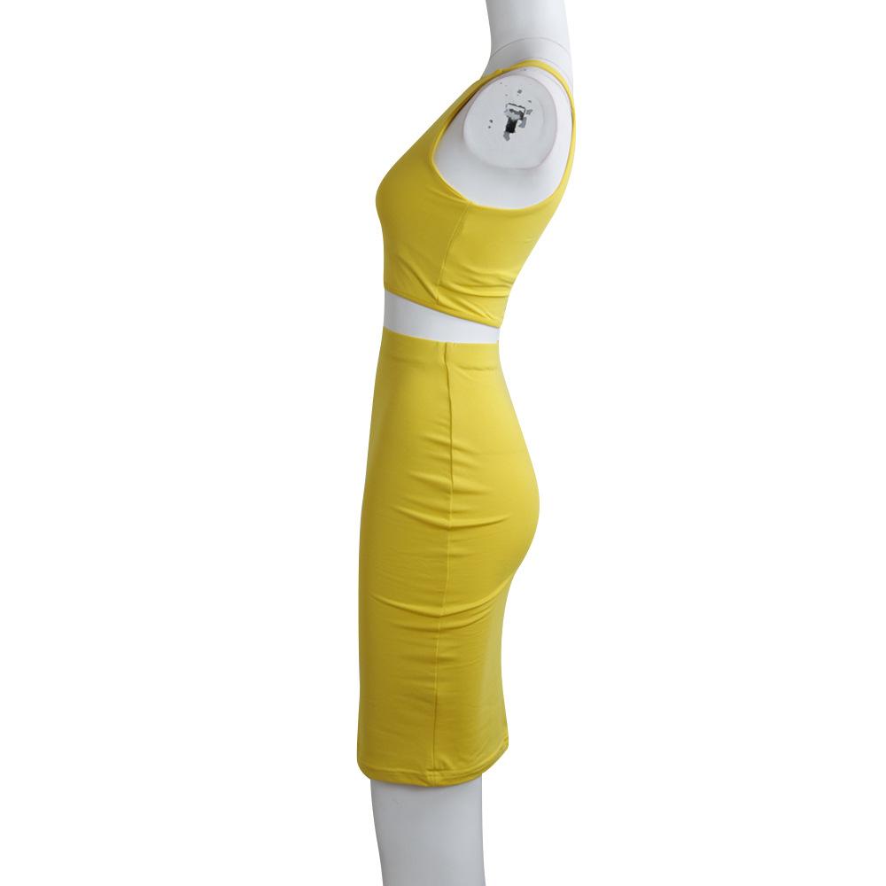 Sexy Round Neck Two Pieces Bodycon Dresses-STYLEGOING
