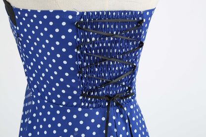 Summer Halter Dot Print Strapless Retro Dresses-STYLEGOING