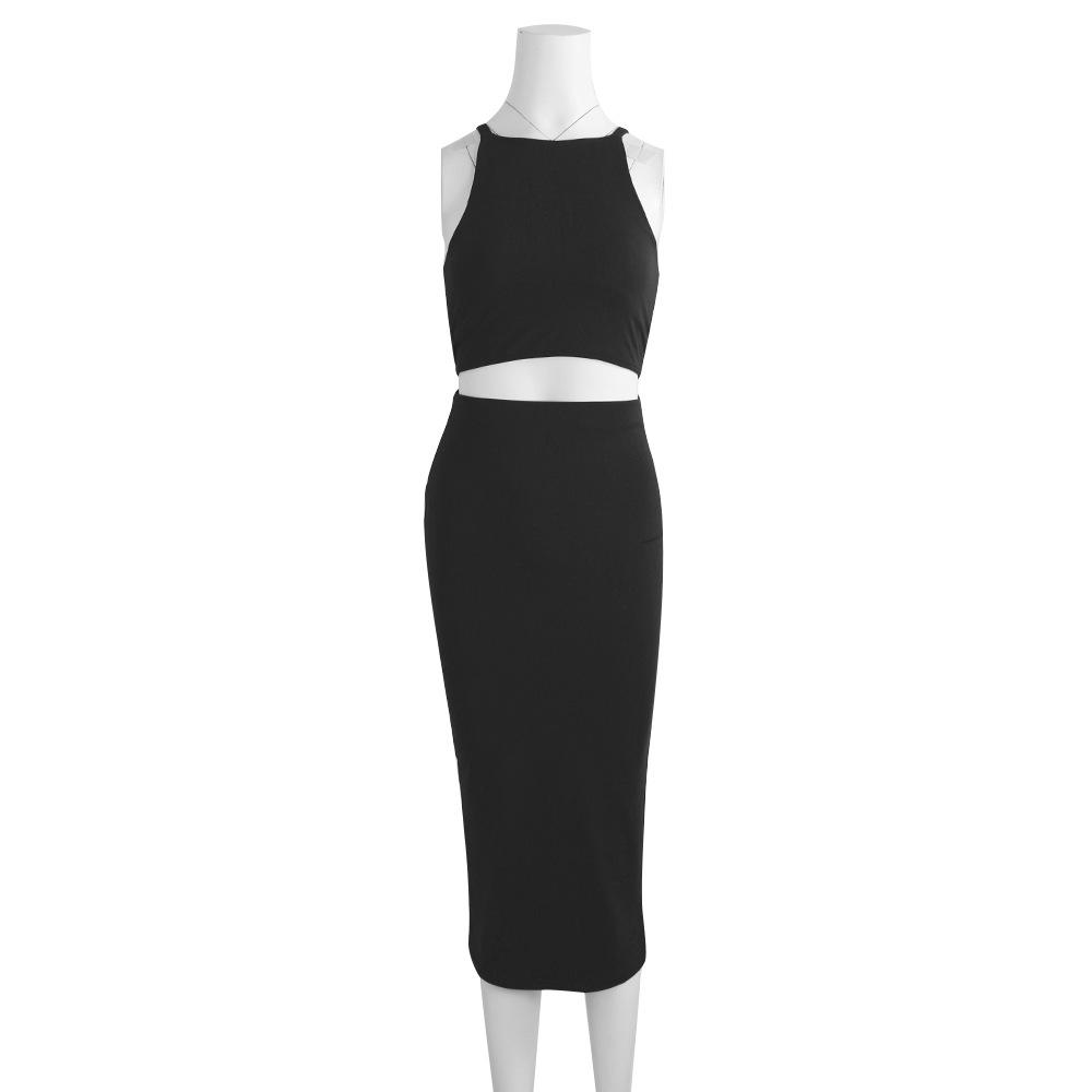 Sexy Round Neck Two Pieces Bodycon Dresses-STYLEGOING