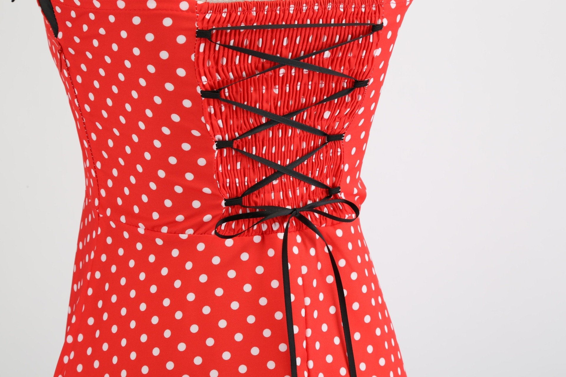 Summer Halter Dot Print Strapless Retro Dresses-STYLEGOING
