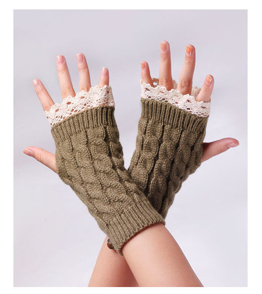 2 Pairs/Set Lovely Finger Less Knitted Gloves for Girl