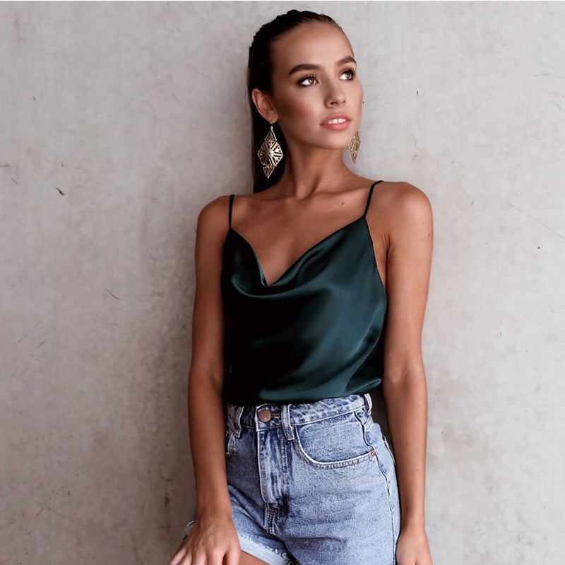 Sexy Chiffon Spagetti Straps Women Crop Tops
