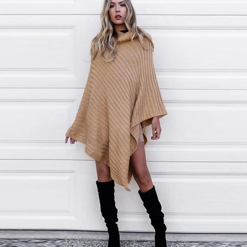 Plus Size Knitting Irregular Batwing Cape Sweaters-STYLEGOING