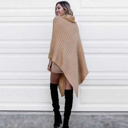 Plus Size Knitting Irregular Batwing Cape Sweaters-STYLEGOING