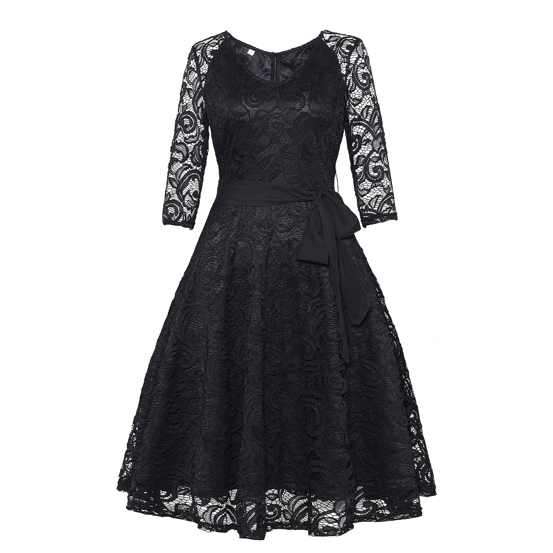 Vintage Round Neck Elegant Lace Dresses
