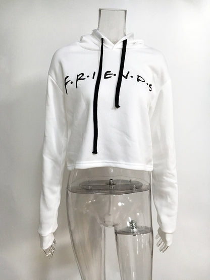 Casual Friends Letter Long Sleeves Hoodies