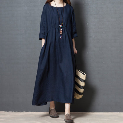 Vintage Linen Long Sleeves Dresses